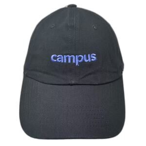 Ethos Baseball Cap Black Blue OS Slideback Hat Embroidered Campus Adjustable